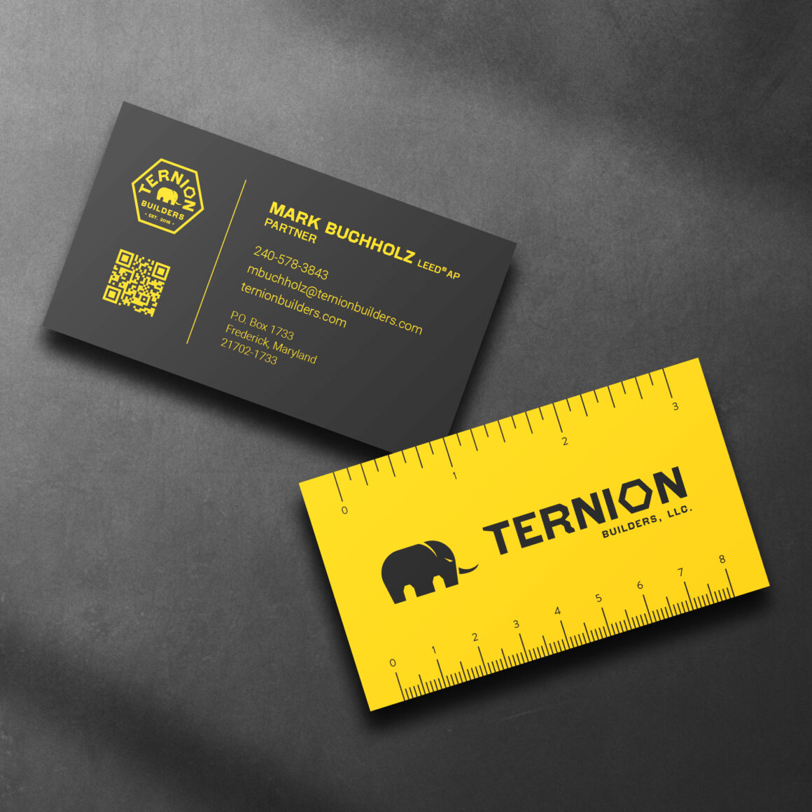 business card mockups for Ternion Builders, LLC