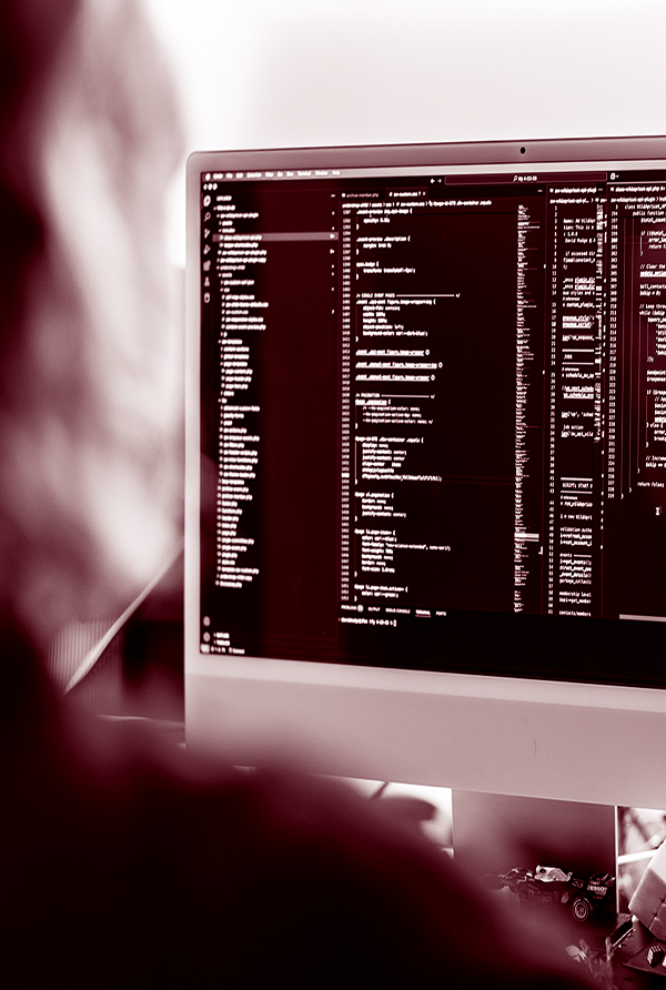 Web developer, David, is looking at a website's code.
