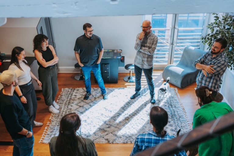 Morning standup in the lounge